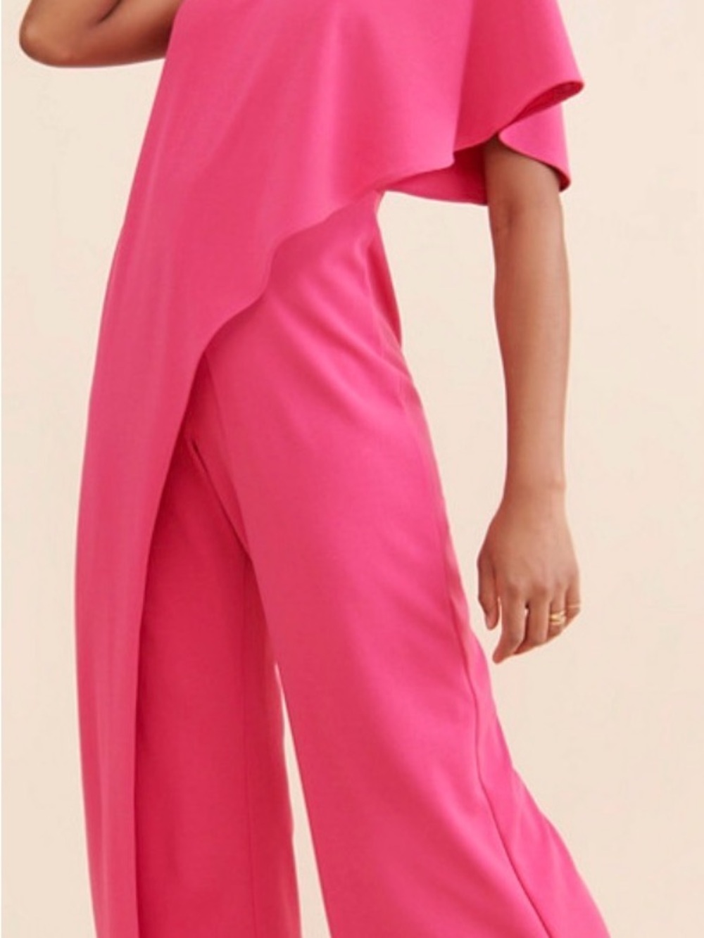Adrianna Papell Hot Pink Asymmetric Wide-Leg Jumpsuit